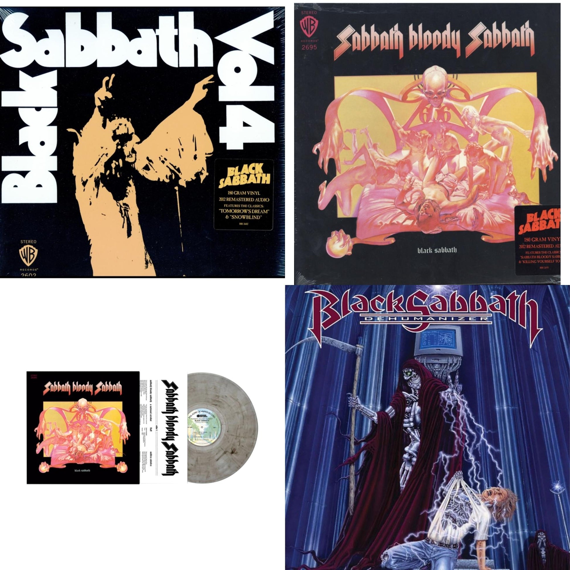 This is a 4 LP Vinyl SKU bundle.
1.This LP Vinyl is brand new.Format: LP VinylMusic Style: Heavy MetalThis item's title is: Vol. 4 (180G)Artist: Black SabbathLabel: RHINO/WARNER BROS.Barcode: 081227946609Release Date: 8/5/2016
2.This LP Vinyl is brand new.