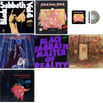 This is a 7 LP Vinyl SKU bundle.
1.This LP Vinyl is brand new.Format: LP VinylMusic Style: Heavy MetalThis item's title is: Vol. 4 (180G)Artist: Black SabbathLabel: RHINO/WARNER BROS.Barcode: 081227946609Release Date: 8/5/2016
2.This LP Vinyl is brand new.