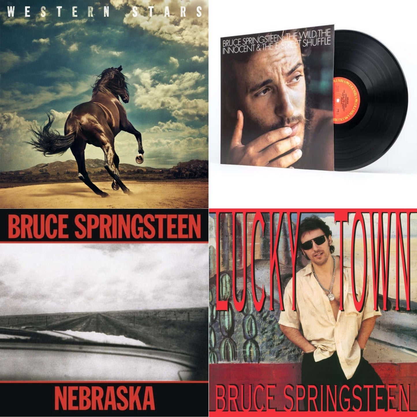 This is a 4 LP Vinyl SKU bundle.
1.This LP Vinyl is brand new.Format: LP VinylThis item's title is: Western Stars (2LP/150G)Artist: Bruce SpringsteenLabel: COLUMBIA RECORDSBarcode: 190759375112Release Date: 6/14/2019
2.This LP Vinyl is brand new.