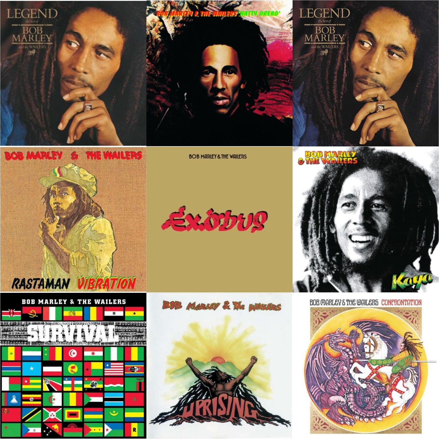 Legend & Natty Dread (180G) & Legend - The Best Of Bob Marley & The Wailers (2LP) & Rastaman Vibration & Exodus & Kaya & Survival (180G) & Uprising & Confrontation