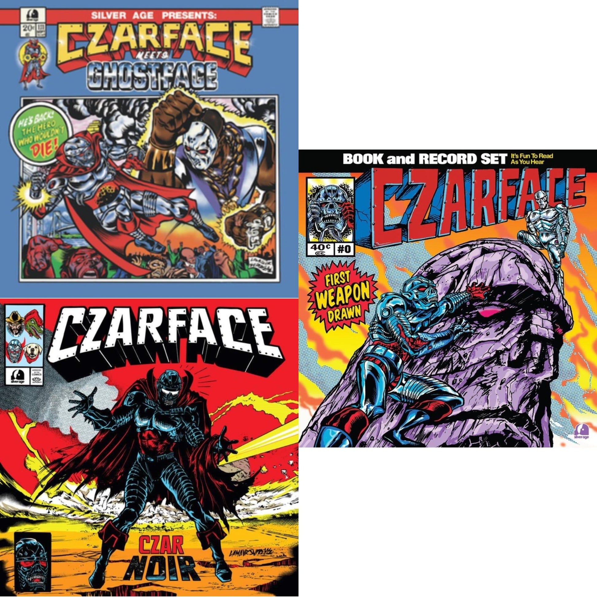 This is a 3 LP Vinyl SKU bundle.
1.This LP Vinyl is brand new.Format: LP VinylMusic Style: InstrumentalThis item's title is: First Weapon Drawn (Sky Blue LP Vinyl)Artist: CzarfaceLabel: Silver AgeBarcode: 196922540660Release Date: 1/12/2024
2.This LP Vinyl is brand new.