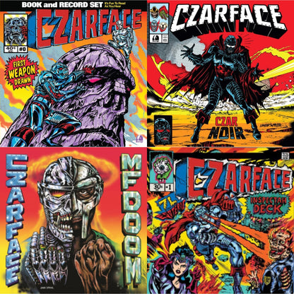 This is a 4 LP Vinyl SKU bundle.
1.This LP Vinyl is brand new.Format: LP VinylMusic Style: InstrumentalThis item's title is: First Weapon Drawn (Sky Blue LP Vinyl)Artist: CzarfaceLabel: Silver AgeBarcode: 196922540660Release Date: 1/12/2024
2.This LP Vinyl is brand new.