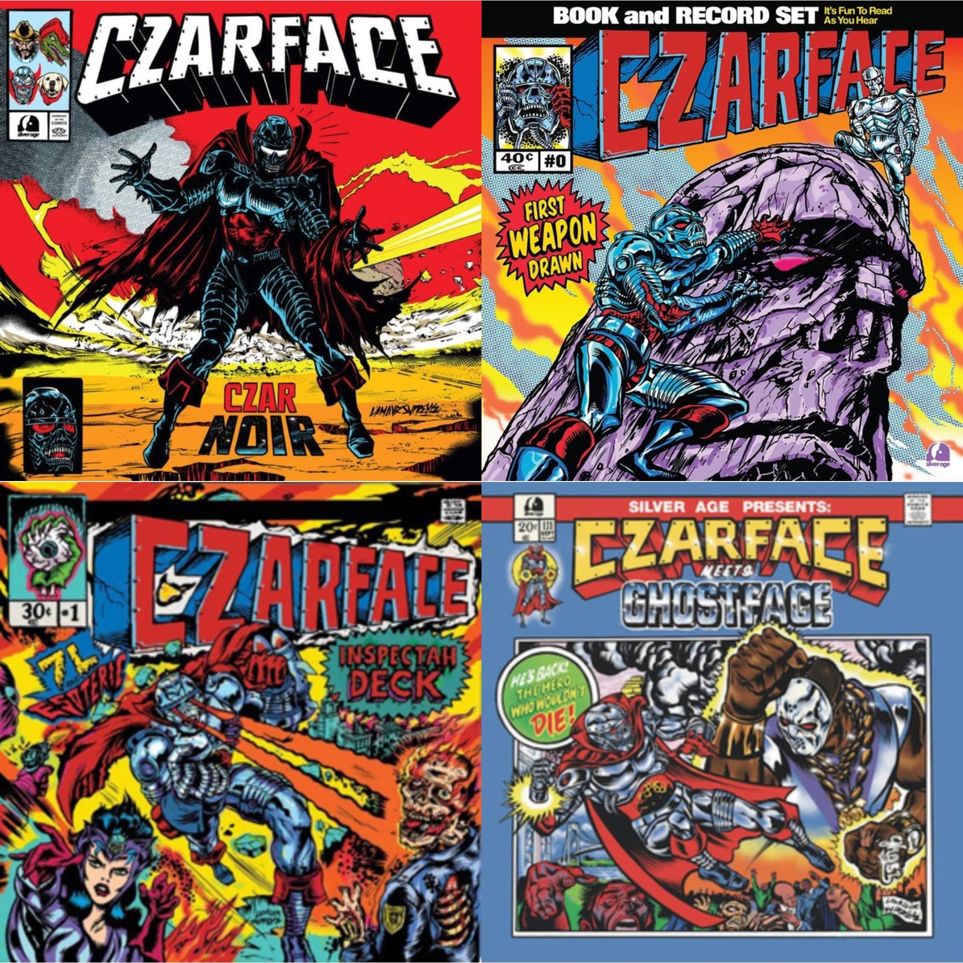 This is a 4 LP Vinyl SKU bundle.
1.This LP Vinyl is brand new.Format: LP VinylMusic Style: InstrumentalThis item's title is: First Weapon Drawn (Sky Blue LP Vinyl)Artist: CzarfaceLabel: Silver AgeBarcode: 196922540660Release Date: 1/12/2024
2.This LP Vinyl is brand new.