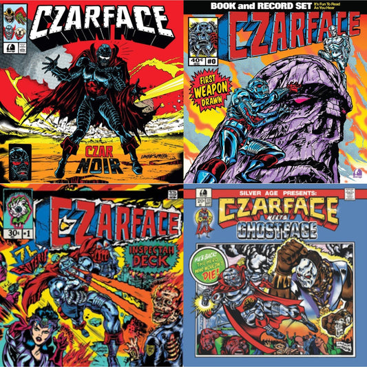 This is a 4 LP Vinyl SKU bundle.
1.This LP Vinyl is brand new.Format: LP VinylMusic Style: InstrumentalThis item's title is: First Weapon Drawn (Sky Blue LP Vinyl)Artist: CzarfaceLabel: Silver AgeBarcode: 196922540660Release Date: 1/12/2024
2.This LP Vinyl is brand new.