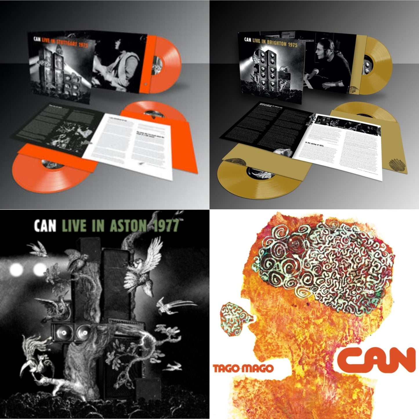 Can - Live Stuttgart 1975 (Orange Vinyl/3LP) & Live In Brighton 1975 (Limited Edition/Inca Gold Vinyl/3LP) & Live In Aston 1977 & Tago Mago (Limited Edition Orange LP Vinyl)