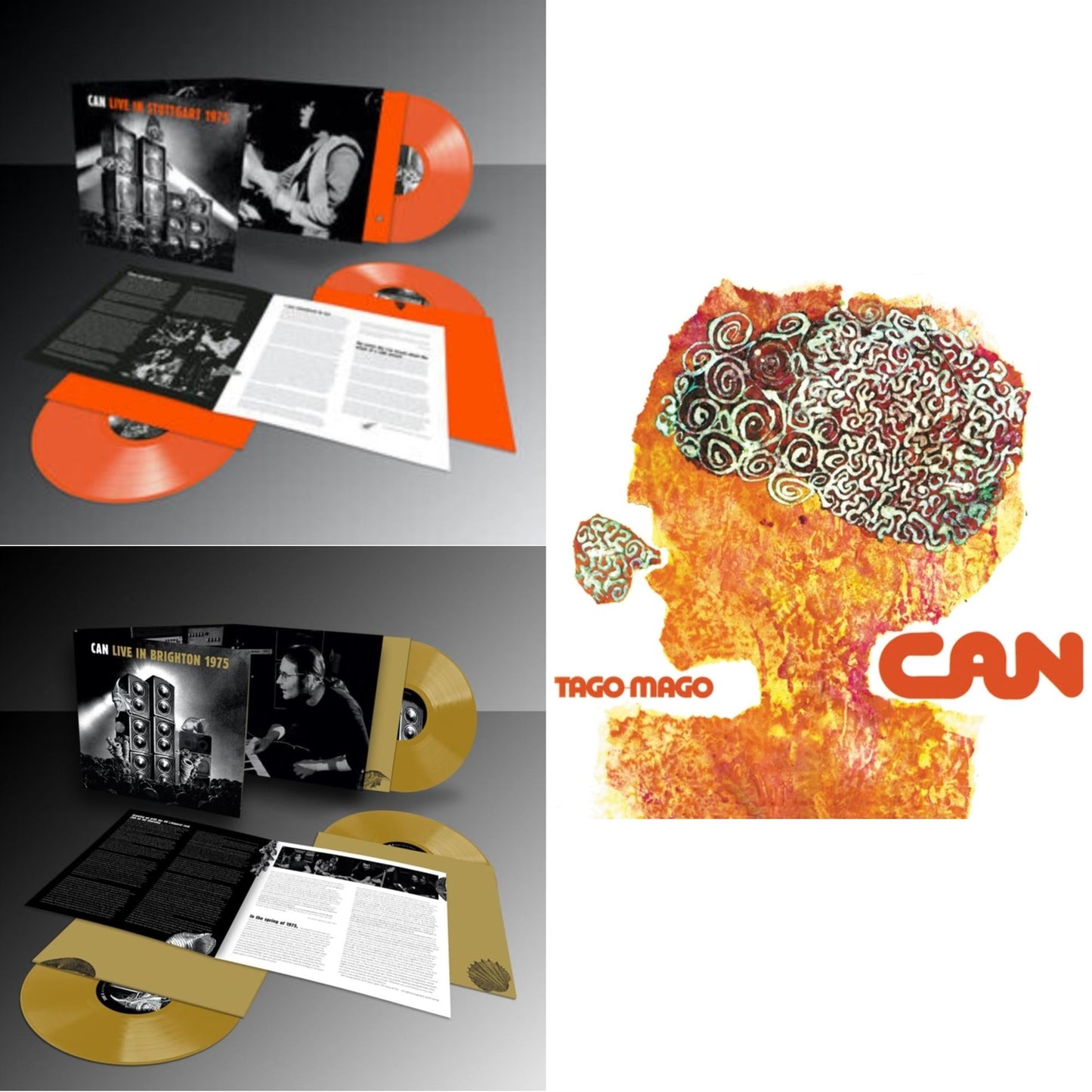 Live Stuttgart 1975 (Orange Vinyl/3LP) & Live In Brighton 1975 (Limited Edition/Inca Gold Vinyl/3LP) & Tago Mago (Limited Edition Orange LP Vinyl)