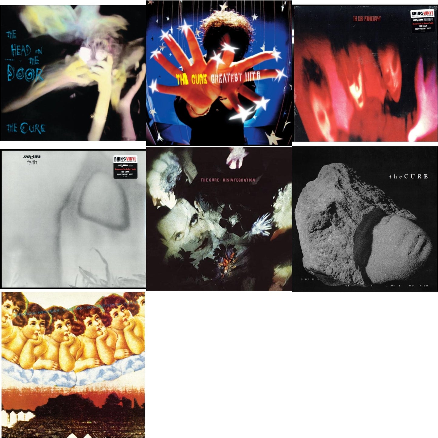 Head On The Door & Greatest Hits (2LP) & Pornography (180G) & Faith (180G) & Disintegration & Songs Of A Lost World (Biovinyl/180G) & Japanese Whispers: The Cure Singles Nov 82:Nov 83 (Clear LP Vinyl/Transclear Sleeve W/ Inner Bag)