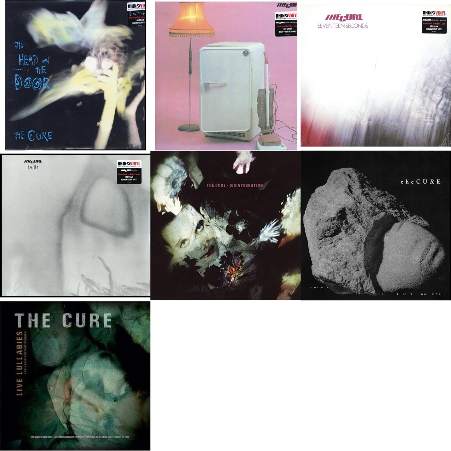 This is a 7 LP Vinyl SKU bundle.
1.This LP Vinyl is brand new.Format: LP VinylMusic Style: Alternative RockThis item's title is: Head On The Door (180G)Artist: CureLabel: ELEKTRA CATALOG GROUPBarcode: 081227944056Release Date: 9/6/2016
2.This LP Vinyl is brand new.