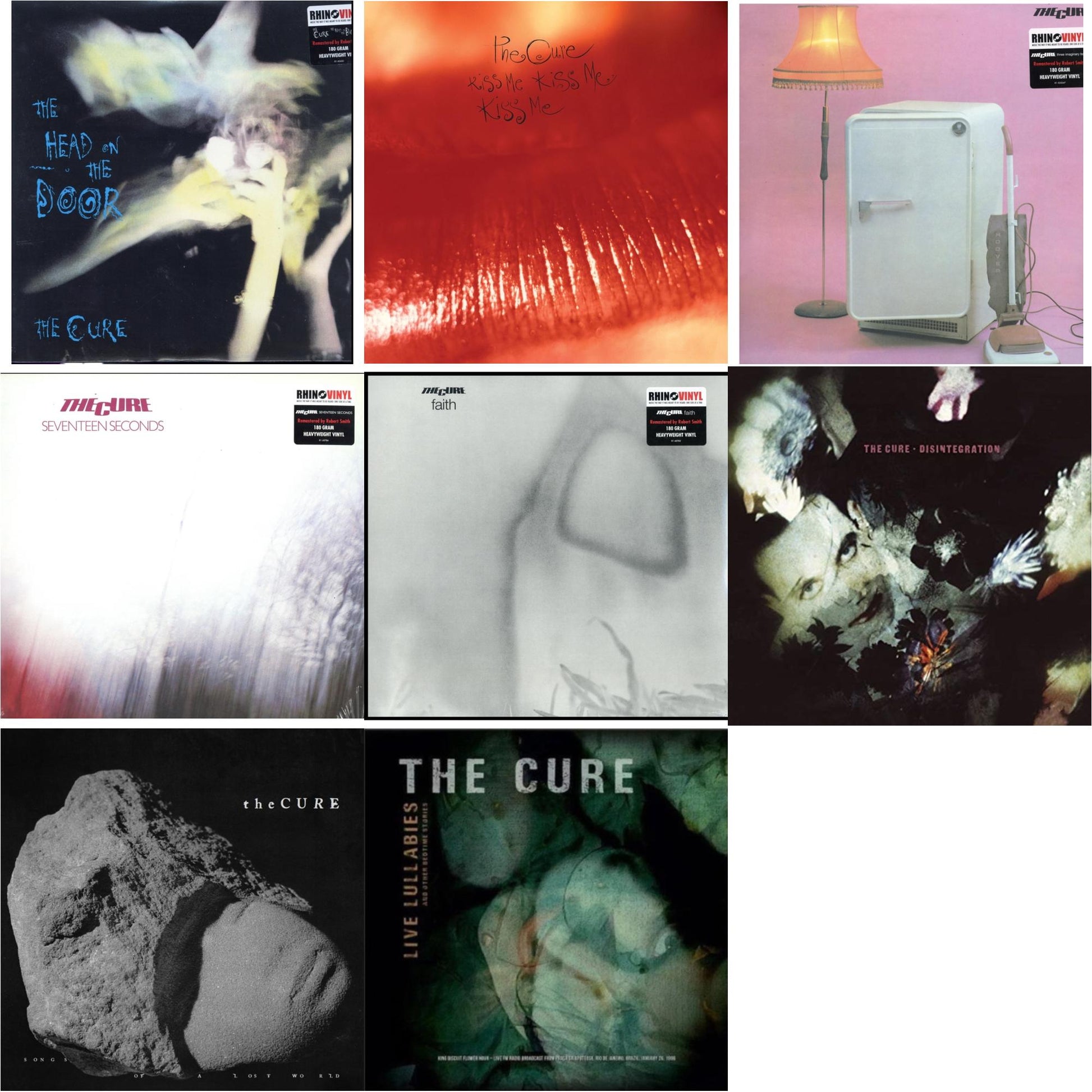 This is a 8 LP Vinyl SKU bundle.
1.This LP Vinyl is brand new.Format: LP VinylMusic Style: Alternative RockThis item's title is: Head On The Door (180G)Artist: CureLabel: ELEKTRA CATALOG GROUPBarcode: 081227944056Release Date: 9/6/2016
2.This LP Vinyl is brand new.