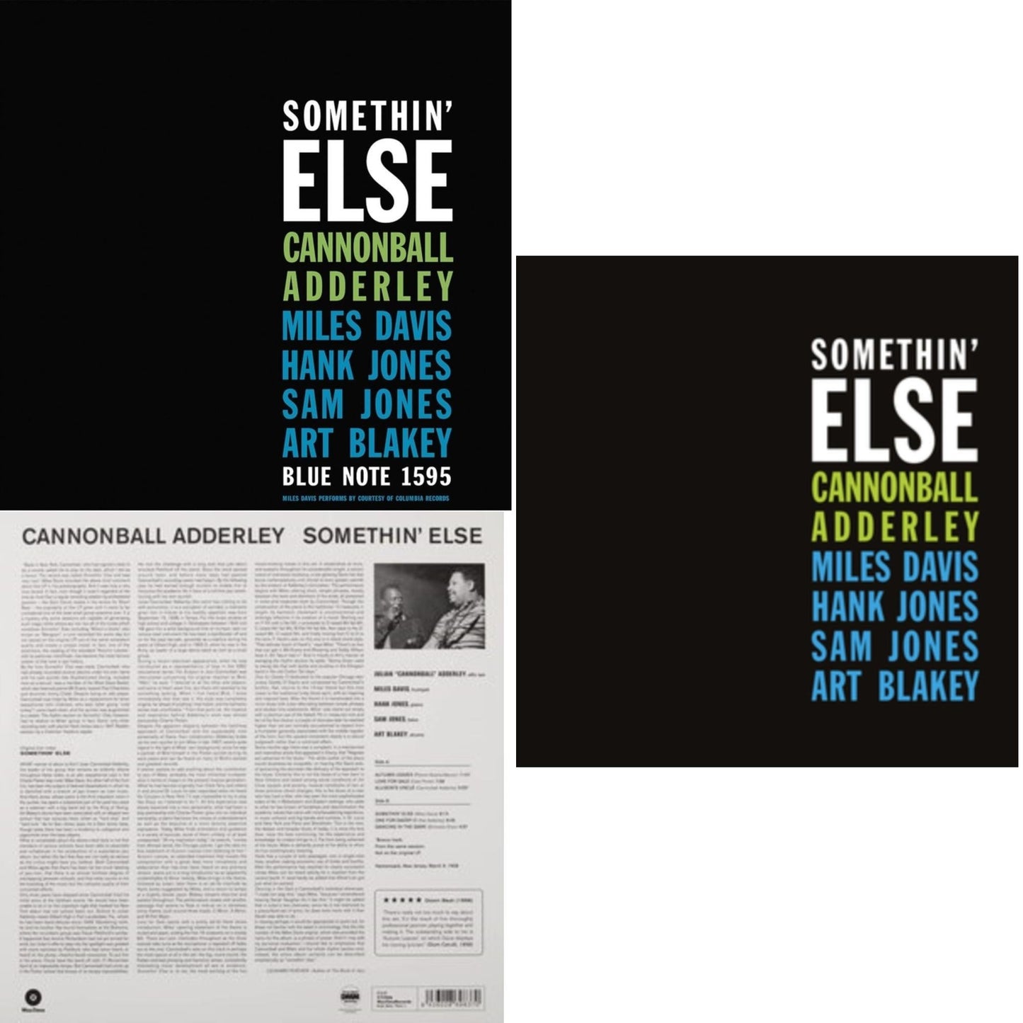 This is a 3 LP Vinyl SKU bundle.
1.This LP Vinyl is brand new.Format: LP VinylMusic Style: Hard BopThis item's title is: Somethin' Else (Blue Note Classic LP Vinyl Edition)Artist: Cannonball AdderleyLabel: BLUE NOTEBarcode: 602507465551Release Date: 2/12/2021
2.