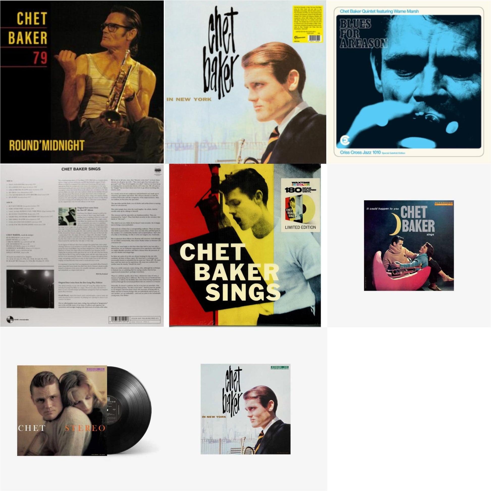 This is a 8 LP Vinyl SKU bundle.
1.This LP Vinyl is brand new.Format: LP VinylThis item's title is: Round Midnight 79Artist: Chet BakerLabel: WntsBarcode: 3760396020989Release Date: 3/22/2024
2.This LP Vinyl is brand new.