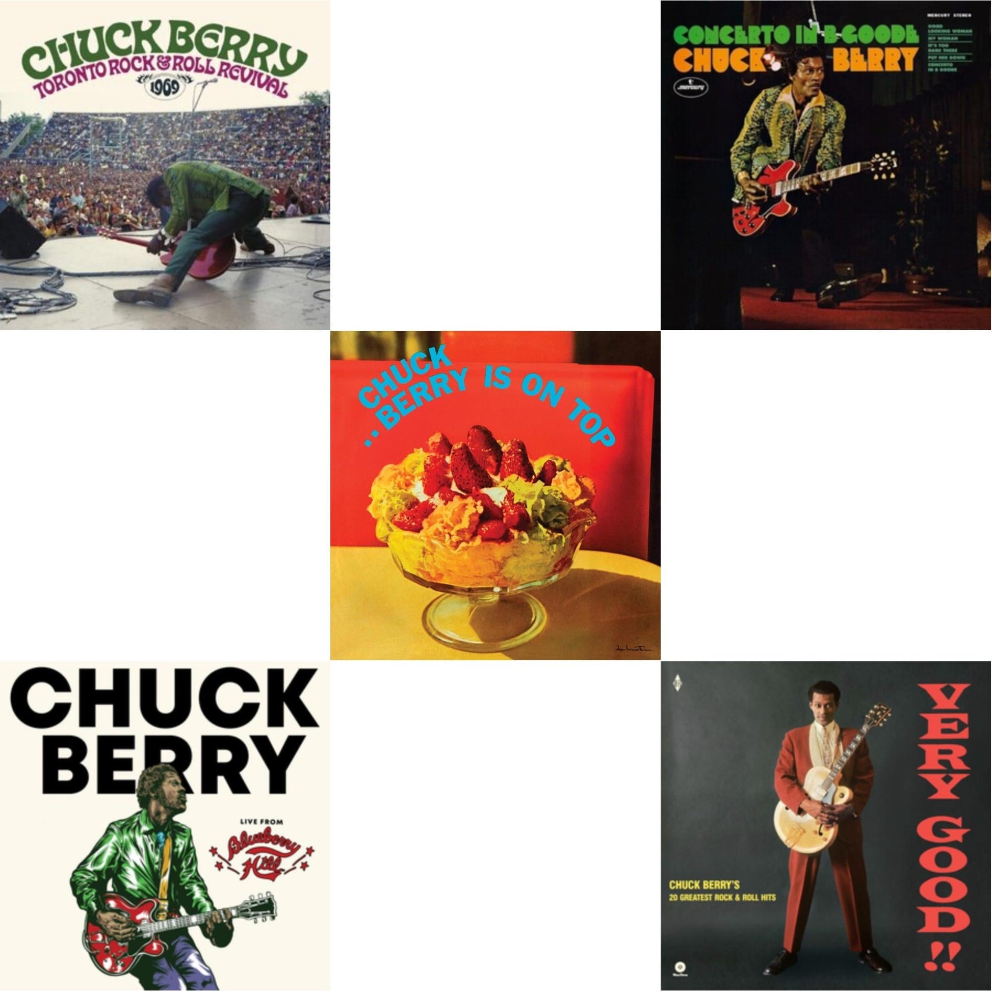 This is a 5 LP Vinyl SKU bundle.
1.This LP Vinyl is brand new.Format: LP VinylMusic Style: Rock & RollThis item's title is: Toronto Rock 'N' Roll Revival 1969 (Swirl Vinyl/2LP)Artist: Chuck BerryLabel: SUNSET BLVD RECORDSBarcode: 708535700425Release Date: 5/27/2022
2.