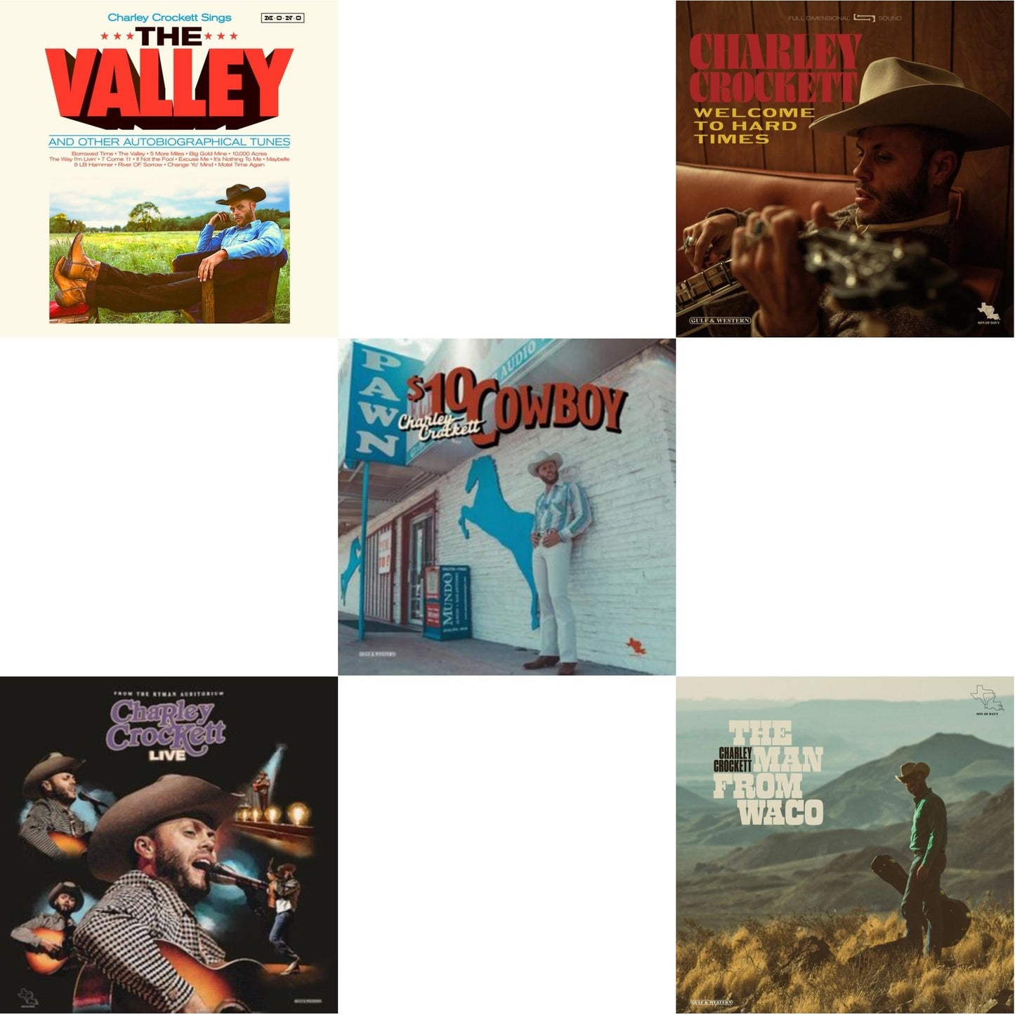 Valley & Live From The Ryman (2LP) & $10 Cowboy & Welcome To Hard Times & Man From Waco