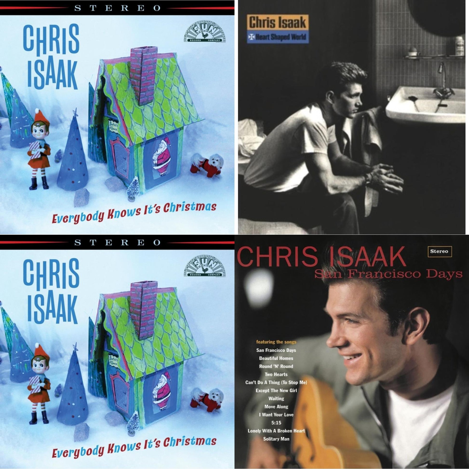 This is a 4 LP Vinyl SKU bundle.
1.This LP Vinyl is brand new.Format: LP VinylThis item's title is: Everybody Knows It's Christmas (Deluxe) (Spring Green/Bone White Swirl LP Vinyl)Artist: Chris IsaakLabel: CHRIS ISAAKBarcode: 792755802366Release Date: 10/20/2023
2.