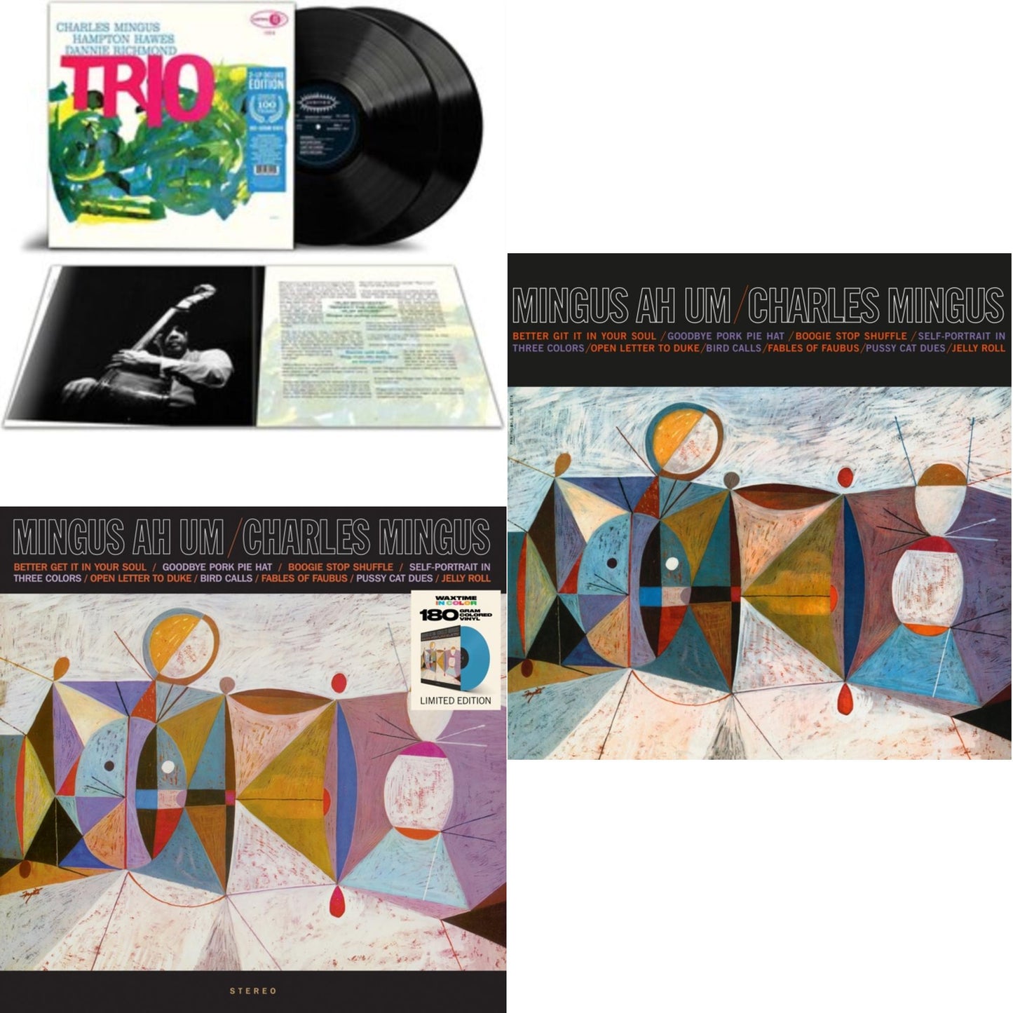 Mingus Three (Feat. Hampton Hawes & Danny Richmond) (2LP) & Ah Hum (Limited/180G/Solid Blue LP Vinyl) & Mingus Ah Um (Blue LP Vinyl)