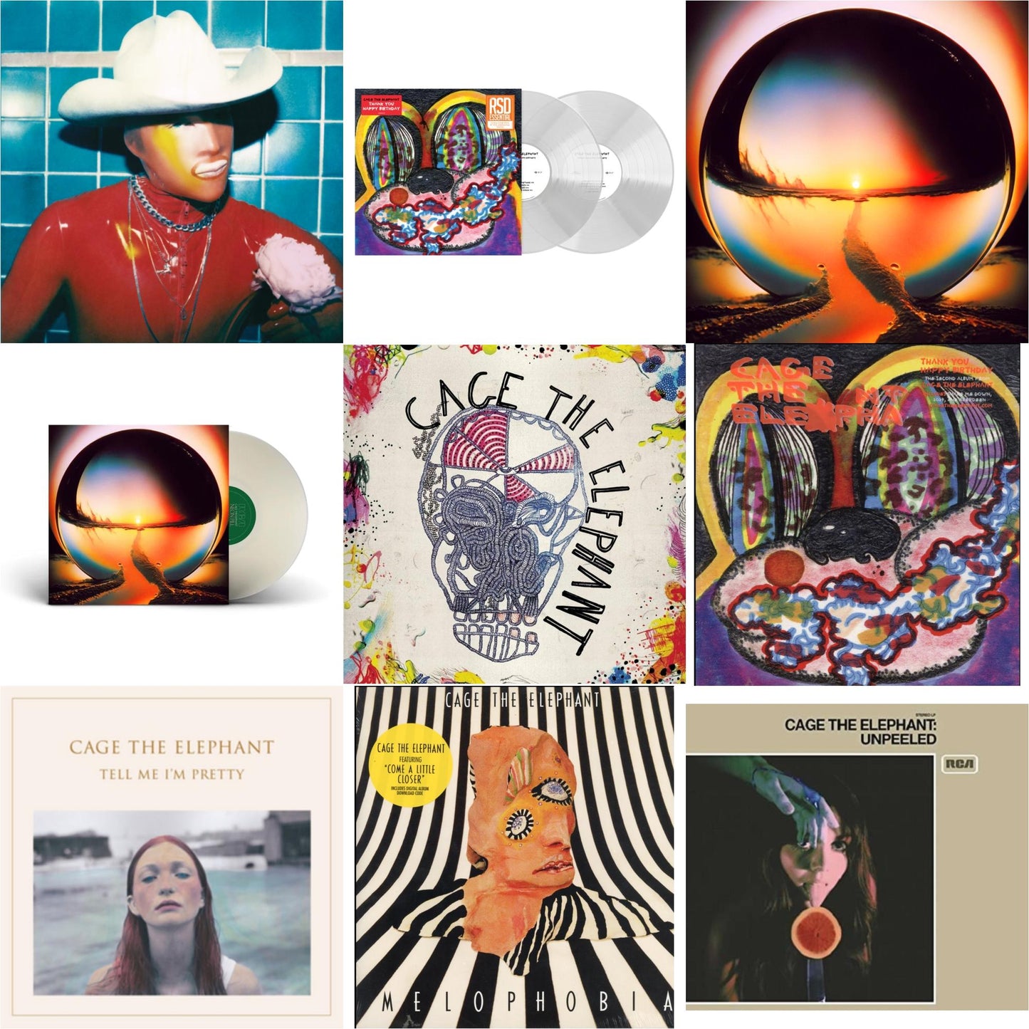 Cage The Elephant - Social Cues (140G/Dl Insert) & Thank You Happy Birthday (2LP/Utra Clear Vinyl) (Rsd Esstenial) & Neon Pill & Neon Pill (Milky Clear LP Vinyl) (I) & Cage The Elephant (180G) & Thank You Happy Birthday & Tell Me I'm Pretty (180G/Dl