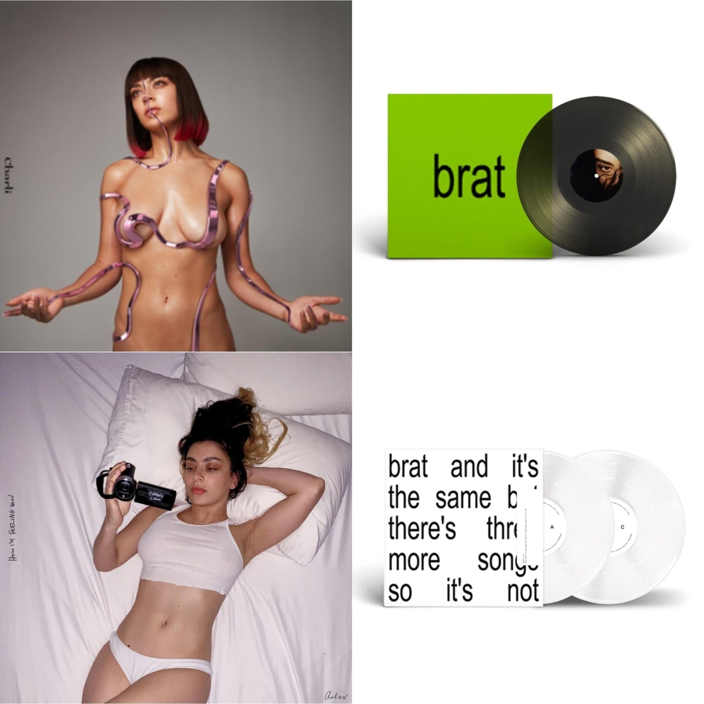Brat & It's The Same But There's Three More Songs So It's Not (2LP/White Vinyl) & Brat (Black Ice LP Vinyl) & How I'm Feeling Now (Clear LP Vinyl) & Charli Charli (2LP)