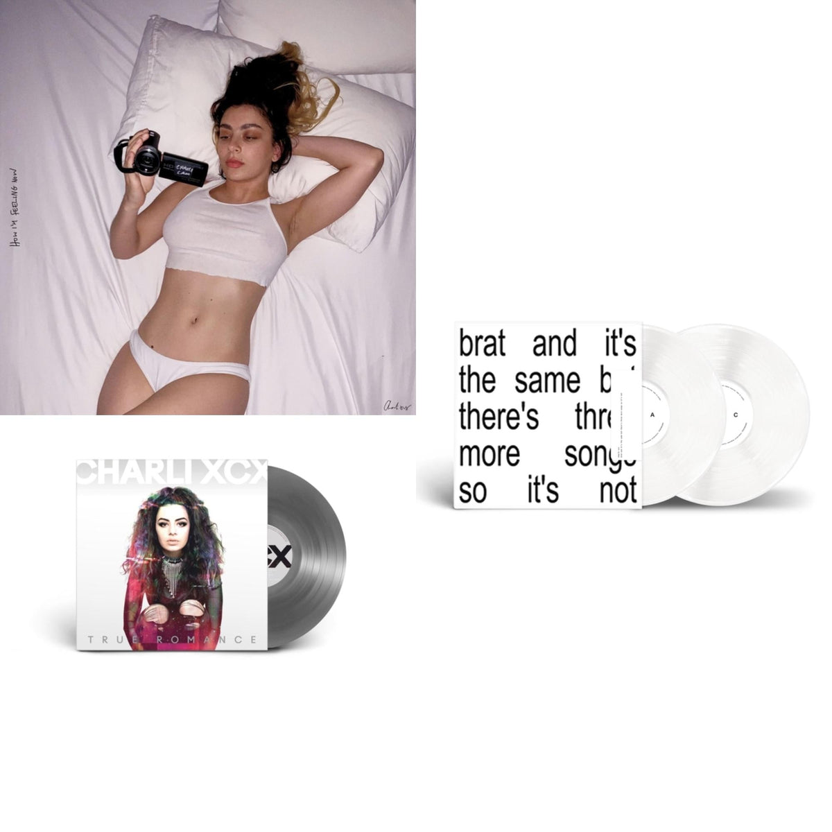 Brat & It's The Same But There's Three More Songs So It's Not (2LP/White Vinyl) & How I'm Feeling Now (Clear LP Vinyl) & True Romance Original Angels Repress