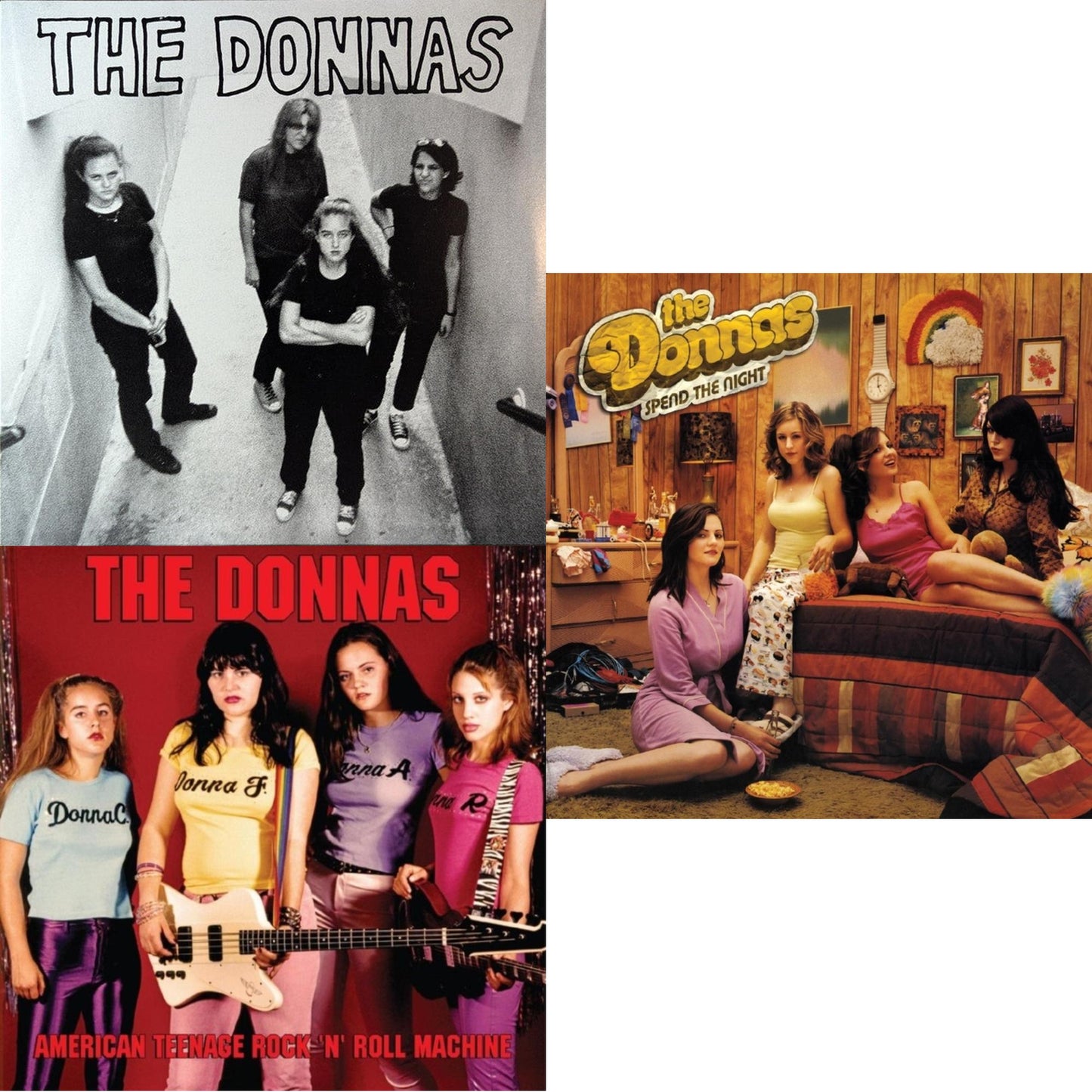 Donnas (Natural With Black Swirl LP Vinyl) & American Teenage Rock 'N' Roll Machine (Fire Orange With Black Swirl LP Vinyl) & Spend The Night (Clear With Canary & Pink Splatter LP Vinyl)