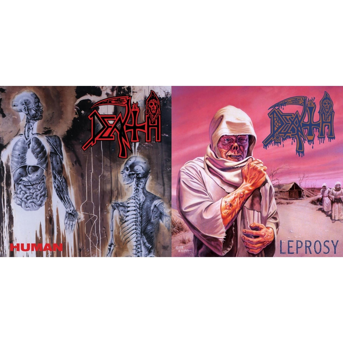 Human (Bone White, Blue Jay & Gold Tri Color Merge With Splatter LP Vinyl) & Leprosy (Reissue)