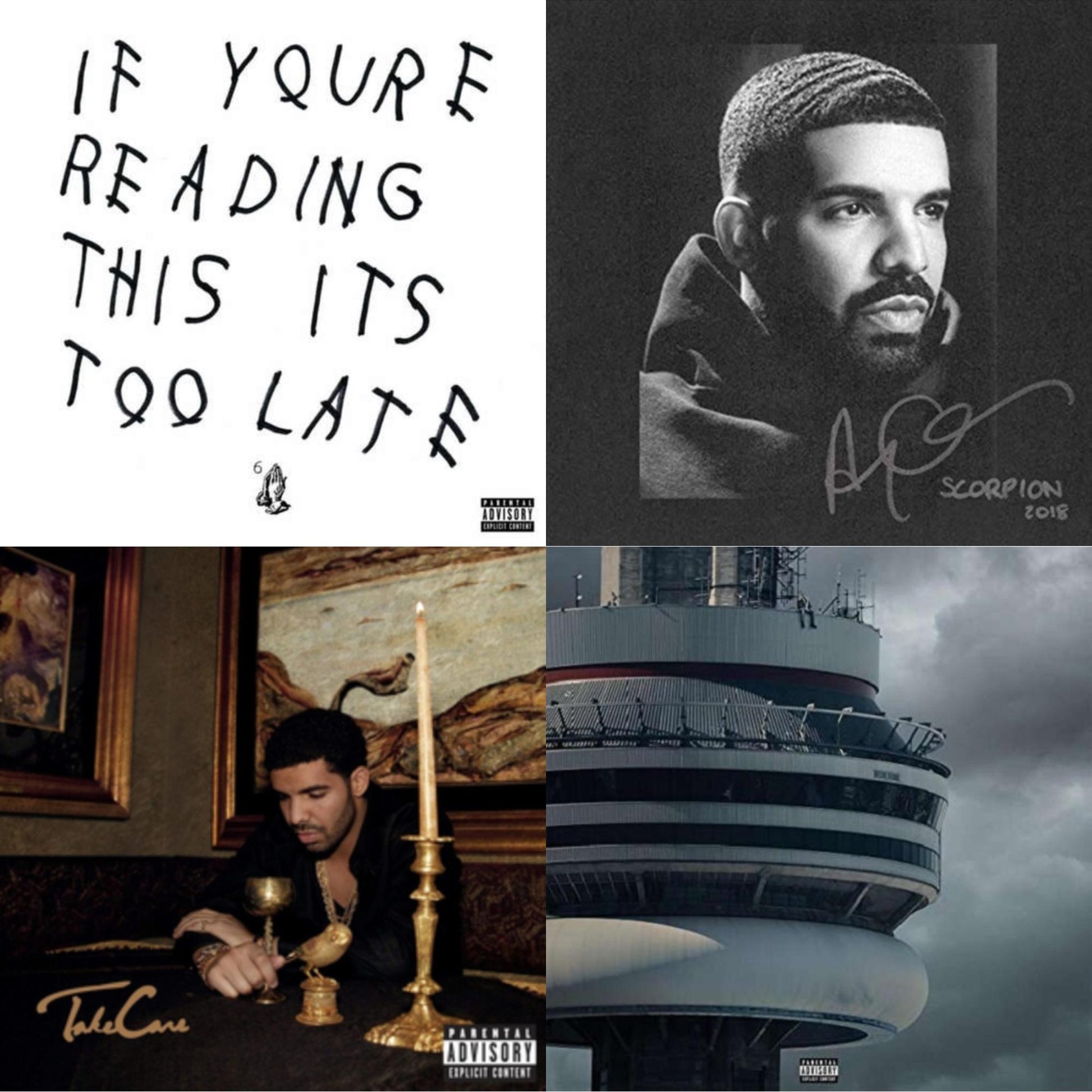 This is a 4 LP Vinyl SKU bundle.
1.This LP Vinyl is brand new.Format: LP VinylMusic Style: TrapThis item's title is: If You're Reading This It's Too Late (Ex)Artist: DrakeLabel: Young Money EntertainmentBarcode: 602547973450Release Date: 10/28/2016
2.This LP Vinyl is brand new.