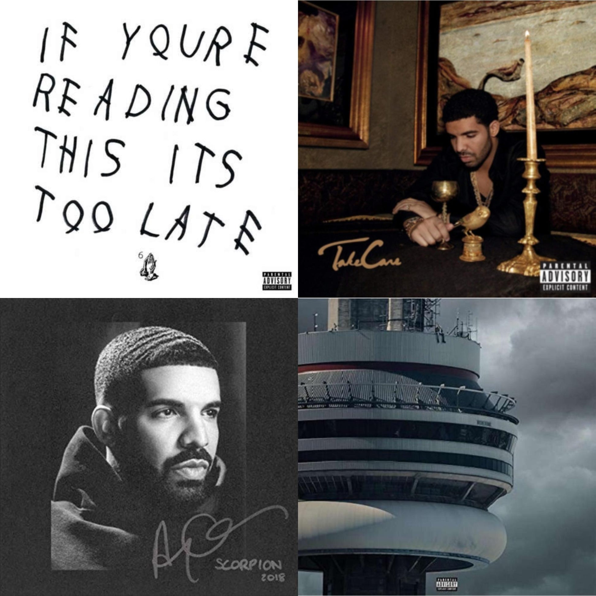 This is a 4 LP Vinyl SKU bundle.
1.This LP Vinyl is brand new.Format: LP VinylMusic Style: TrapThis item's title is: If You're Reading This It's Too Late (Ex)Artist: DrakeLabel: Young Money EntertainmentBarcode: 602547973450Release Date: 10/28/2016
2.This LP Vinyl is brand new.