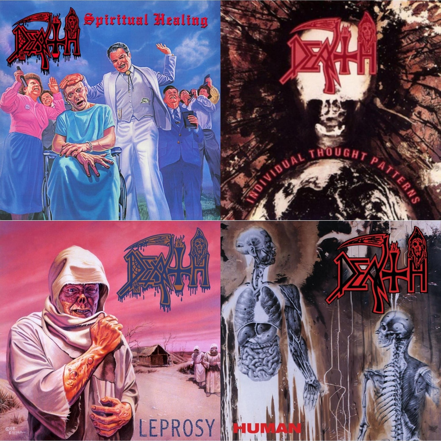 Human (Bone White, Blue Jay & Gold Tri Color Merge With Splatter LP Vinyl) & Individual Thought Patterns - Reissue & Spiritual Healing & Leprosy (Reissue)