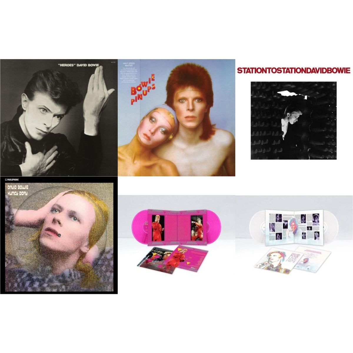 Heroes (2017 Remaster) & Station To Station (2016 Remastered Version) & Hunky Dory (2015 Remaster/50Th Anniv/Picture Disc) & Montreal '87 (Limited/Pink LP Vinyl) & Live Los Angeles 1974 (White LP Vinyl/Limited) & Pinups (2015 Remaster)