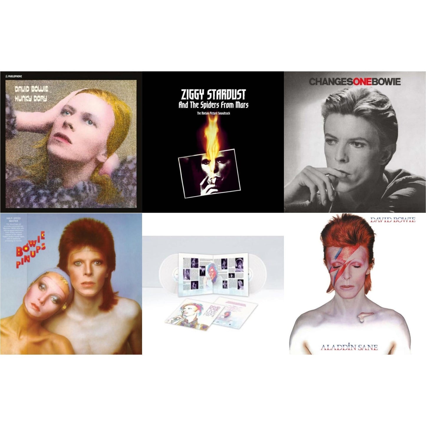 Changesonebowie (180G) & Live Los Angeles 1974 (White LP Vinyl/Limited) & Pinups (2015 Remaster) & Ziggy Stardust & The Spiders From Mars Ost (2LP) & Aladdin Sane & Hunky Dory