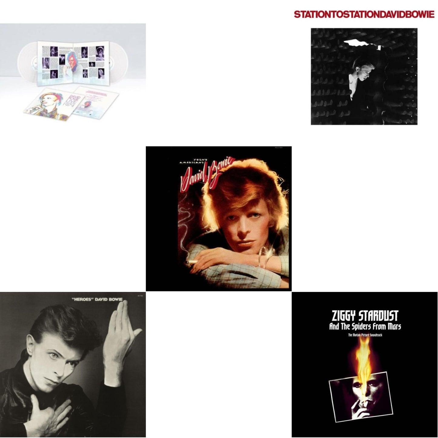 Heroes (2017 Remaster) & Station To Station (2016 Remastered Version) & Young Americans (2016 Remastered Version) & Live Los Angeles 1974 (White LP Vinyl/Limited) & Ziggy Stardust & The Spiders From Mars Ost (2LP)