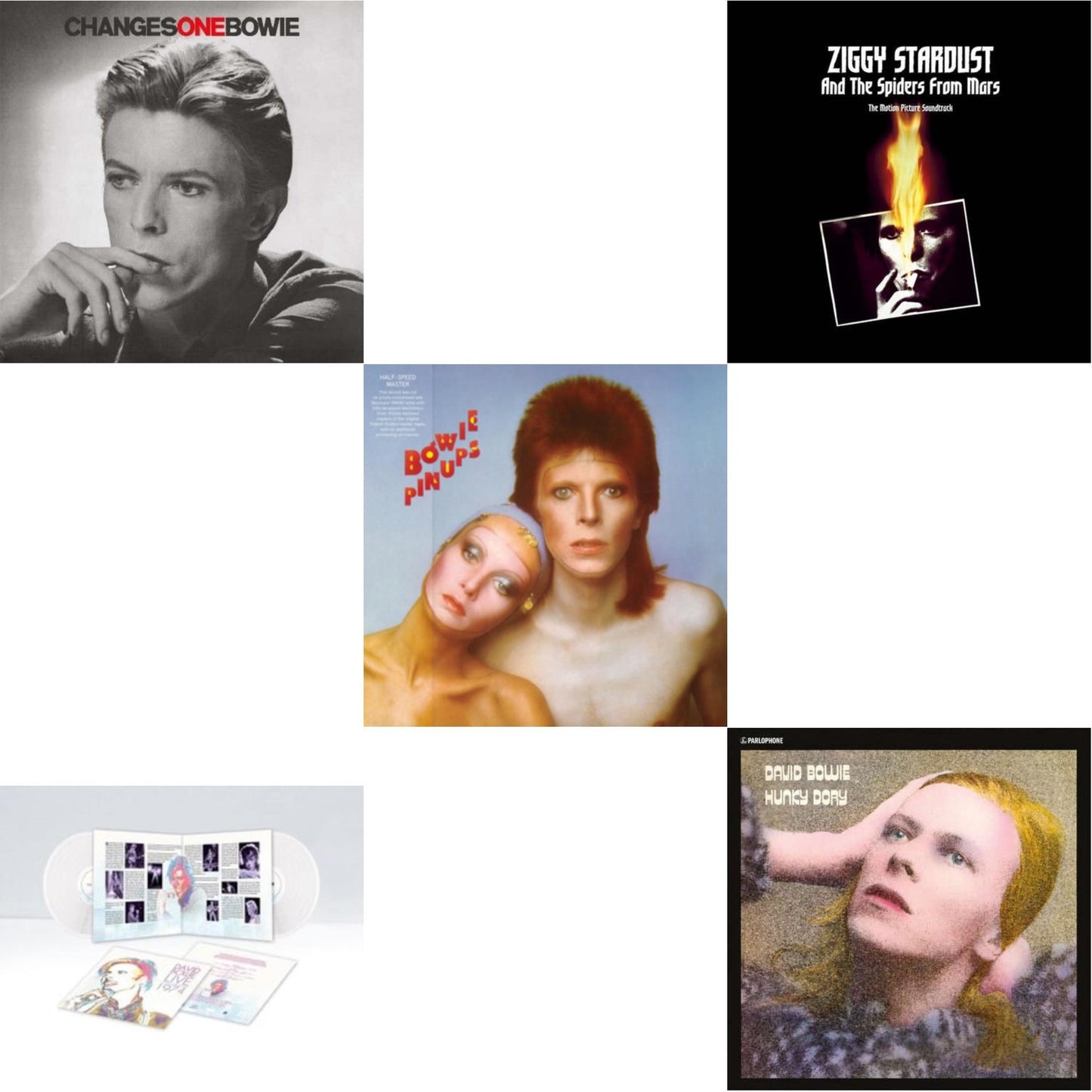Changesonebowie (180G) & Live Los Angeles 1974 (White LP Vinyl/Limited) & Pinups (2015 Remaster) & Ziggy Stardust & The Spiders From Mars Ost (2LP) & Hunky Dory