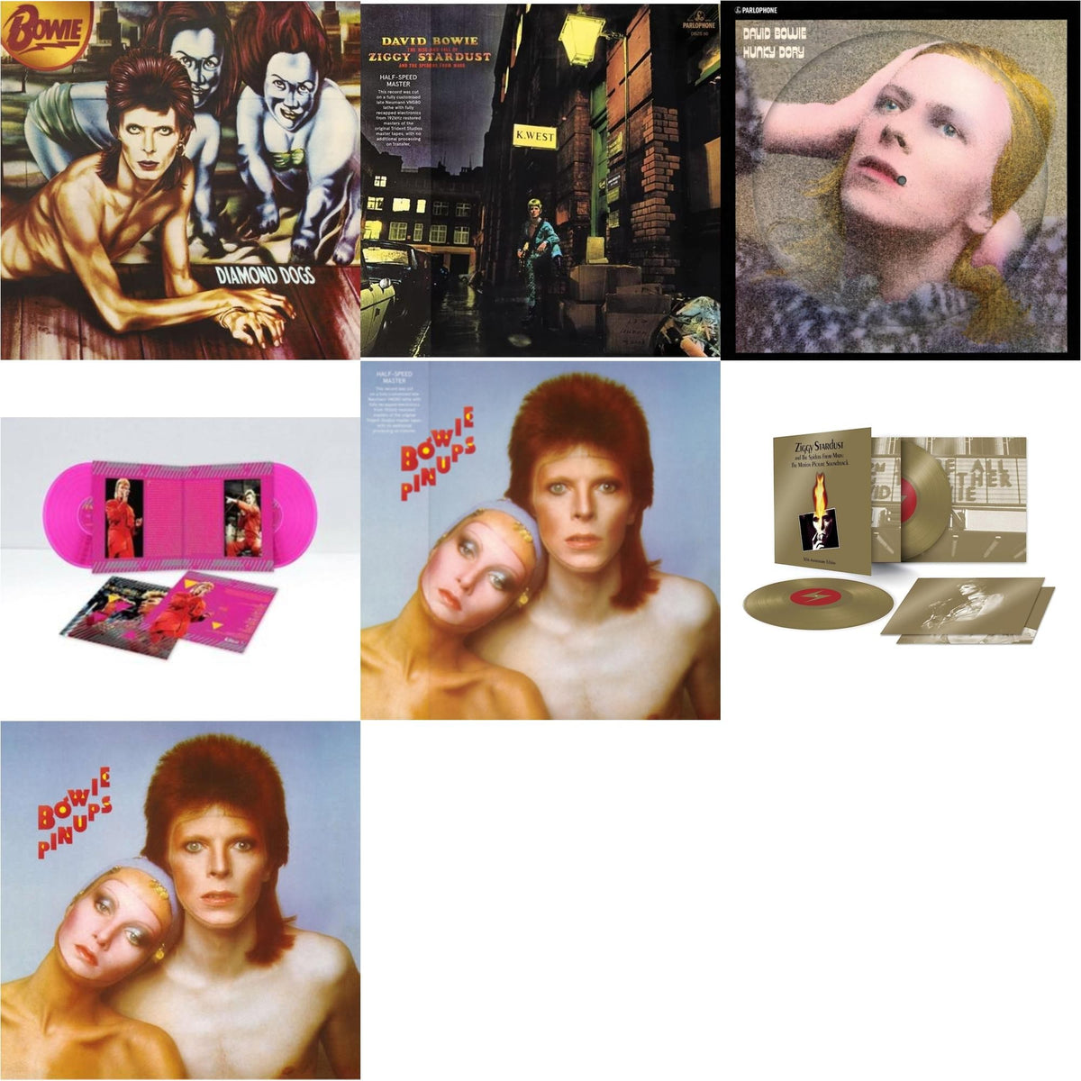 Diamond Dogs (2016 Remastered Version) & Rise & Fall Of Ziggy Stardust & The Spiders From Mars (2012 Remaster/Half-Speed Master) & Hunky Dory (2015 Remaster/50Th Anniv/Picture Disc) & Montreal '87 (Limited/Pink LP Vinyl) & Pinups (2015 Remaster)