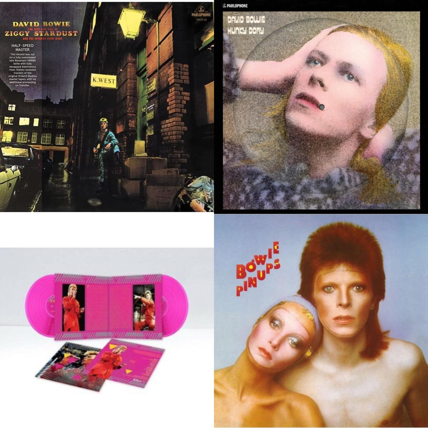 Rise & Fall Of Ziggy Stardust & The Spiders From Mars (2012 Remaster/Half-Speed Master) & Hunky Dory (2015 Remaster/50Th Anniv/Picture Disc) & Montreal '87 (Limited/Pink LP Vinyl) & Pinups (2015 Remaster)
