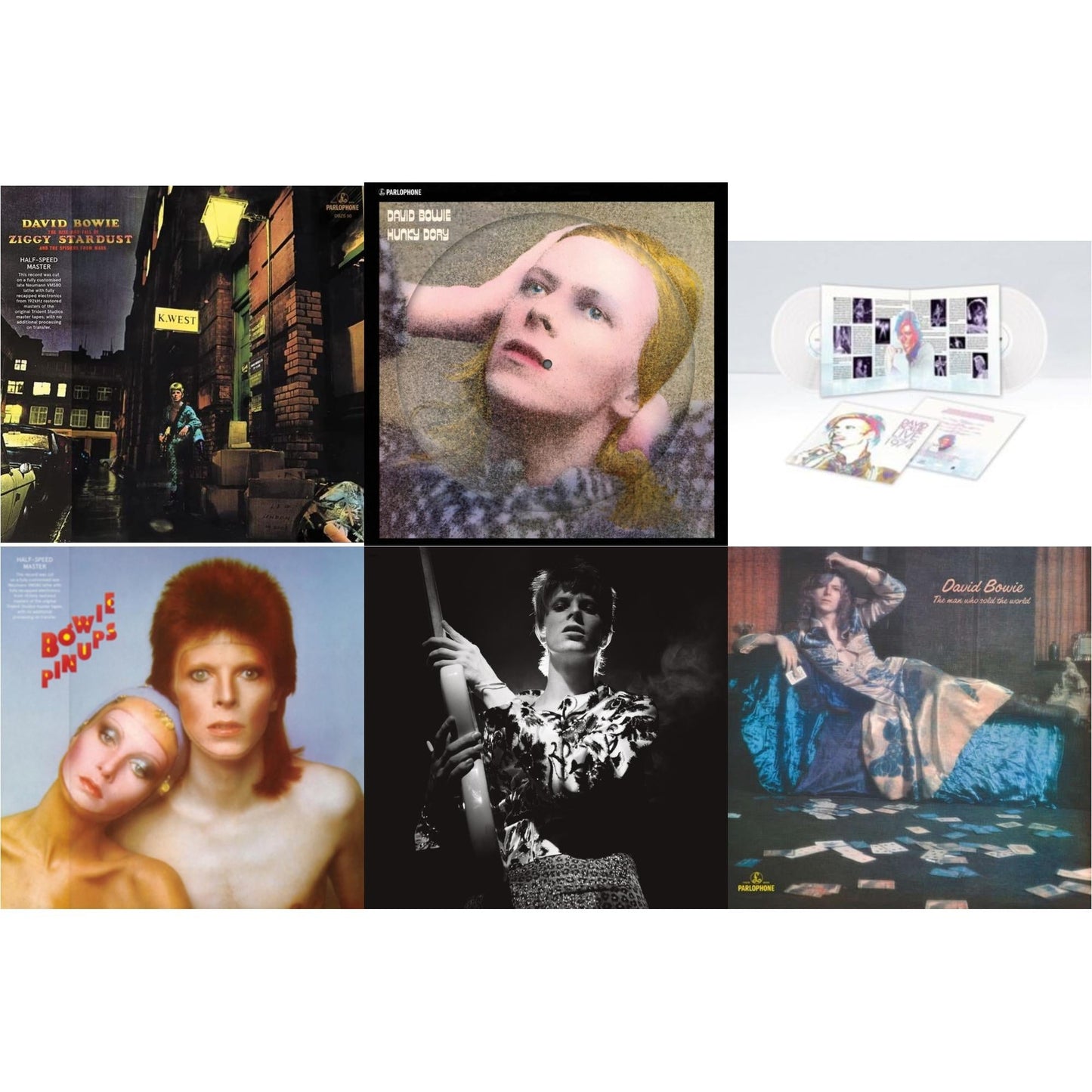 David Bowie - Rise & Fall Of Ziggy Stardust & The Spiders From Mars (2012 Remaster/Half-Speed Master) & Hunky Dory (2015 Remaster/50Th Anniv/Picture Disc) & Live Los Angeles 1974 (White LP Vinyl/Limited) & Pinups (2015 Remaster) & Rock N Roll Star &