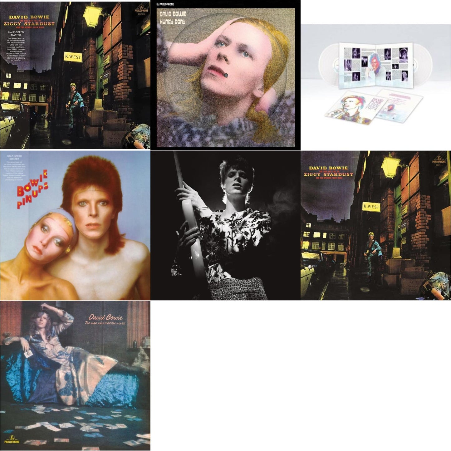 David Bowie - Rise & Fall Of Ziggy Stardust & The Spiders From Mars (2012 Remaster/Half-Speed Master) & Hunky Dory (2015 Remaster/50Th Anniv/Picture Disc) & Live Los Angeles 1974 (White LP Vinyl/Limited) & Pinups (2015 Remaster) & Rock N Roll Star &