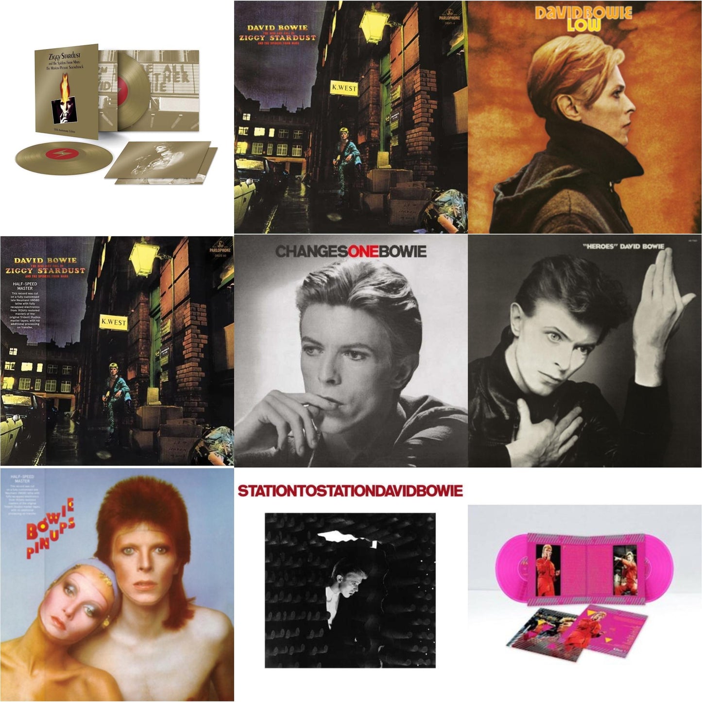 David Bowie - Heroes (2017 Remaster) & Low (2017 Remaster) & Station To Station (2016 Remastered Version) & Changesonebowie (180G) & Rise & Fall Of Ziggy Stardust & The Spiders From Mars (2012 Remaster/Half-Speed Master) & Montreal '87 (Limited/Pink