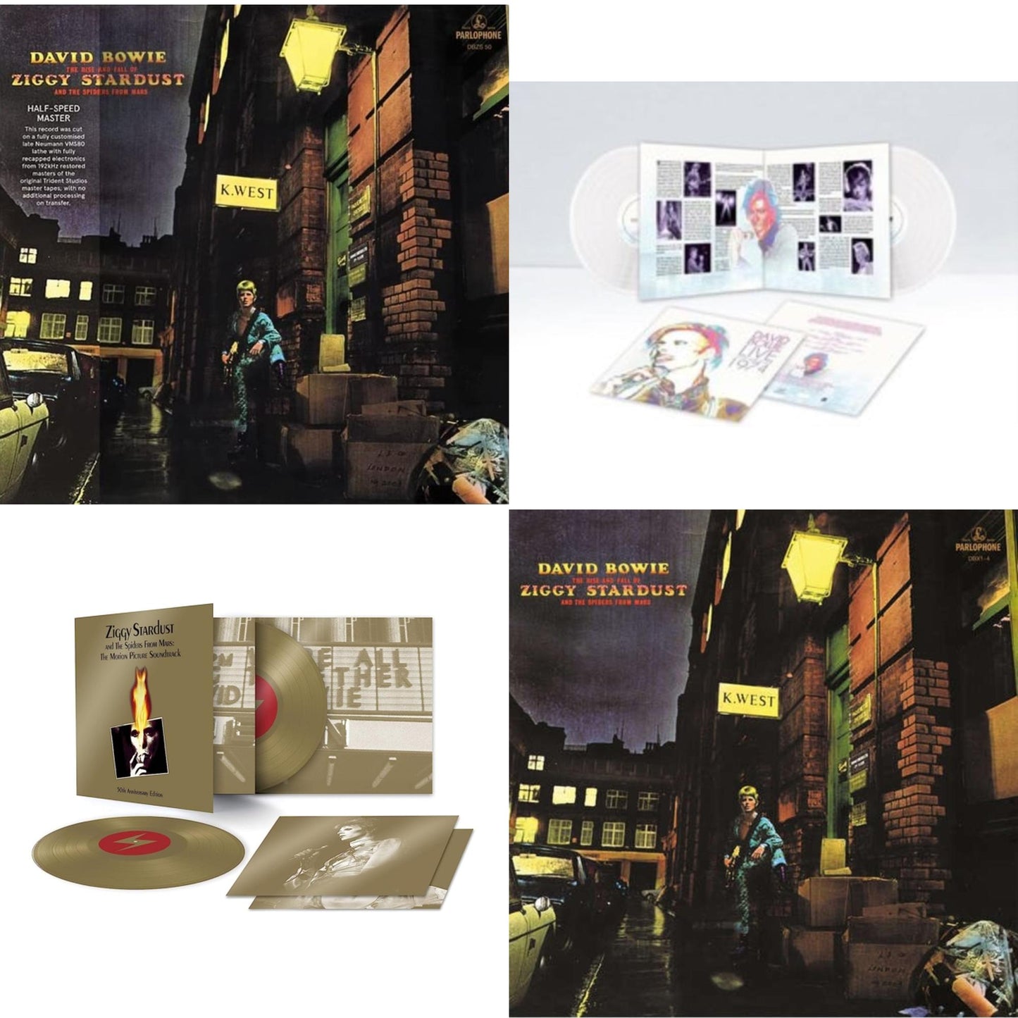 Rise & Fall Of Ziggy Stardust & The Spiders From Mars (2012 Remaster/Half-Speed Master) & Live Los Angeles 1974 (White LP Vinyl/Limited) & Ziggy Stardust & The Spiders From Mars Ost (50Th Anniversary/2LP) & Rise & Fall Of Ziggy Stardust (2012 Remaster)