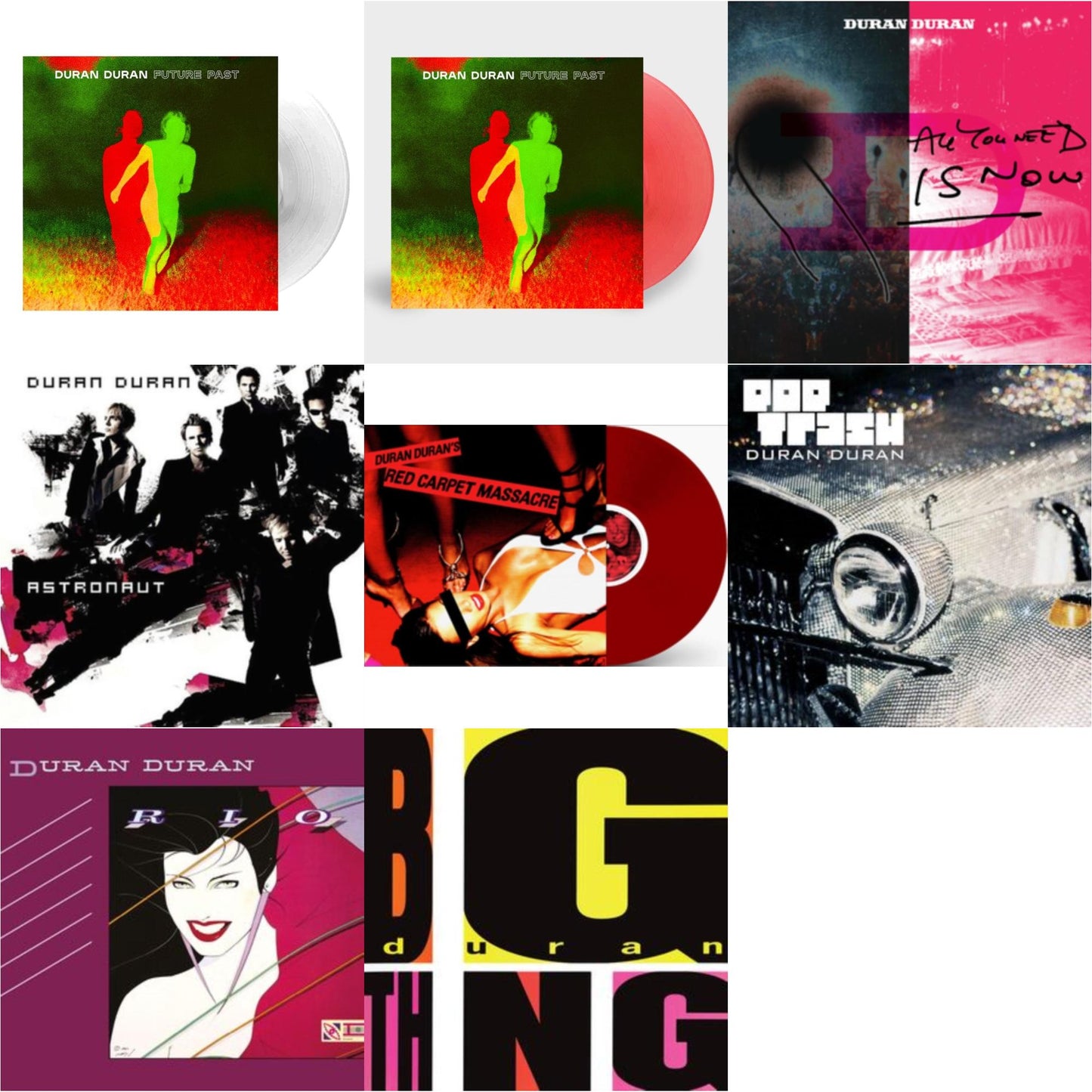 Duran Duran - Future Past & Future Past (Transparent Red LP Vinyl) (I) & All You Need Is Now (Magenta Vinyl/2LP) (I) & Astronaut (Milky Clear Vinyl/2LP) (I) & Red Carpet Massacre (Translucent Ruby Vinyl/2LP) (I) & Pop Trash (2LP) & Rio (2009
