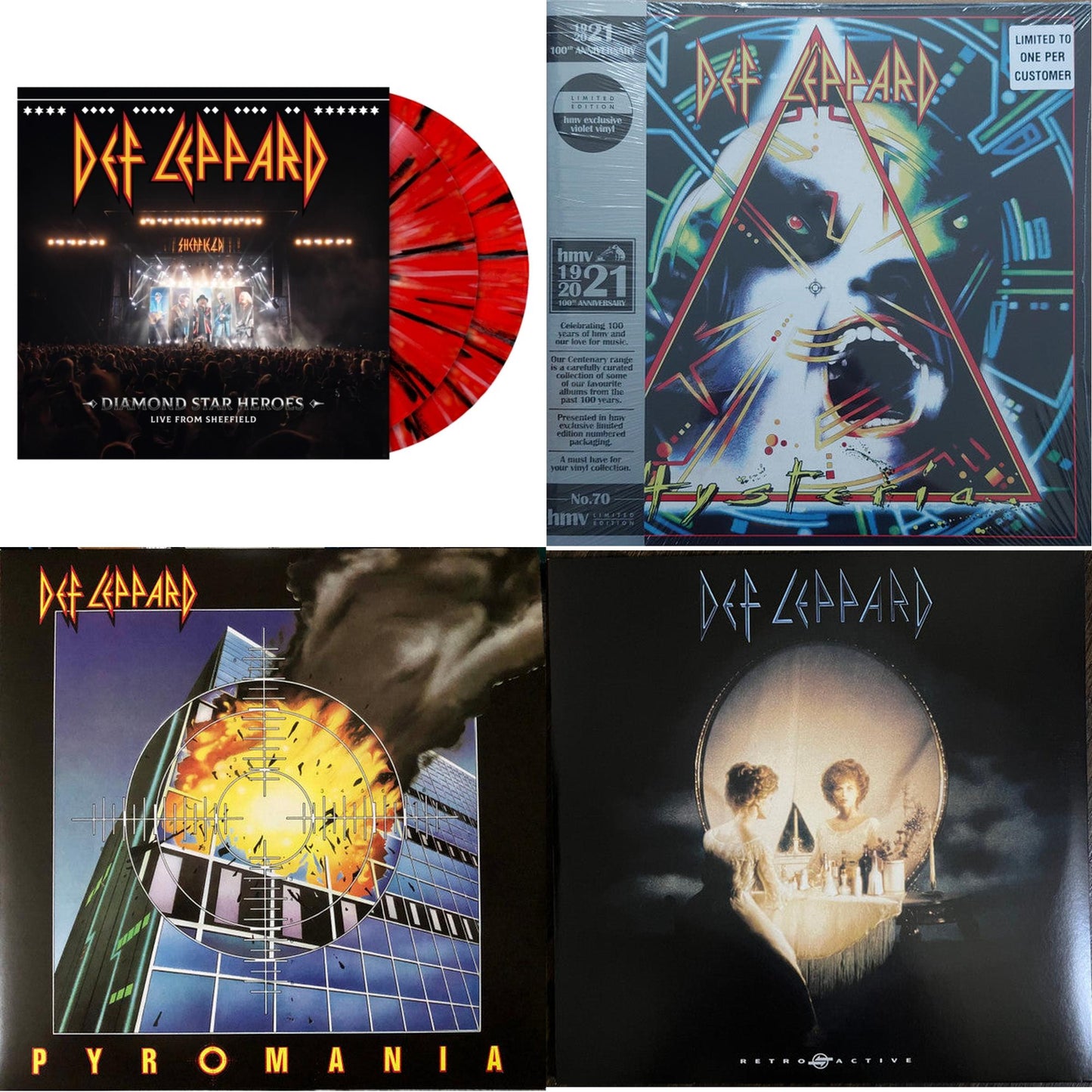 Diamond Star Heroes: Live From Sheffield (Multicolor Splatter Vinyl/2LP) & Hysteria (2 LP) & Pyromania & Retro Active (2LP)