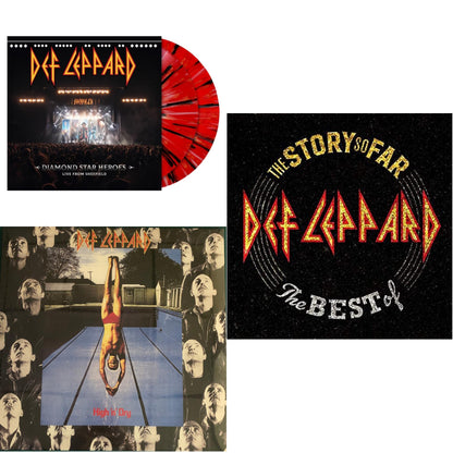 Diamond Star Heroes: Live From Sheffield (Multicolor Splatter Vinyl/2LP) & High N Dry & Story So Far: The Best Of Def Leppard (2 LP)