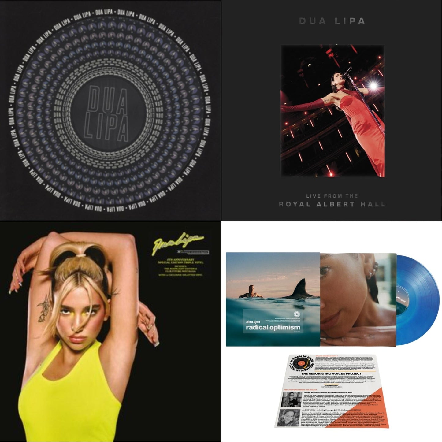 Dua Lipa (Zoetrope Picture Disc) & Live At The Royal Albert Hall (2LP) & Future Nostalgia (5Th Ann/3LP/New Artwork/Splatter Vinyl) & Radical Optimism (Galaxy Blue LP Vinyl) (Women In LP Vinyl/Ams Exclusive)