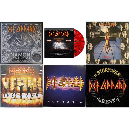 Diamond Star Halos (2LP) & Diamond Star Heroes: Live From Sheffield (Multicolor Splatter Vinyl/2LP) & High N Dry & Yeah! (2LP) & Euphoria (2LP) & Story So Far: The Best Of Def Leppard (2 LP)