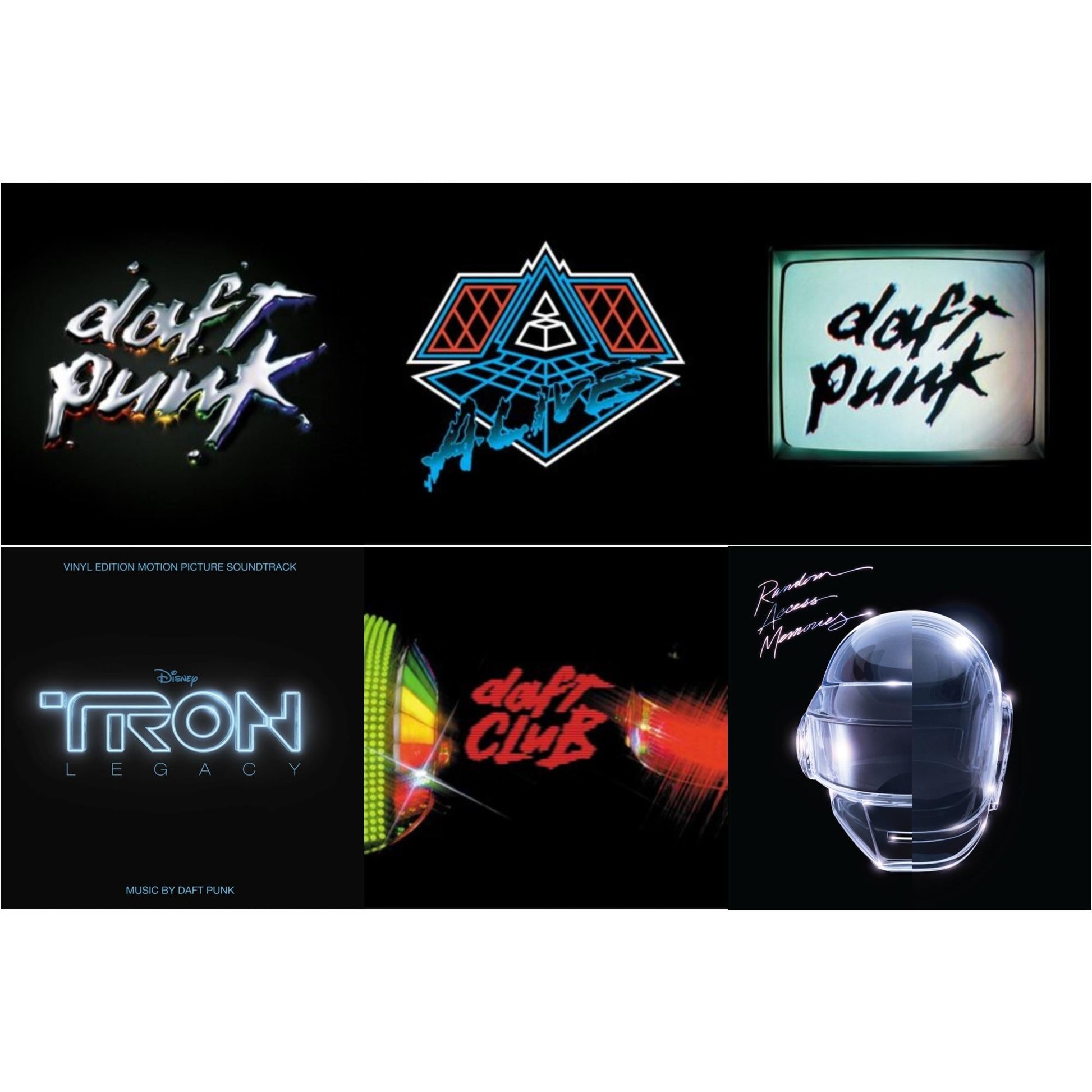 This is a 6 LP Vinyl SKU bundle.
1.This LP Vinyl is brand new.Format: LP VinylMusic Style: SoundtrackThis item's title is: Tron: Legacy Ost (2LP/180G)Artist: Daft PunkLabel: WALT DISNEY RECORDSBarcode: 050087239855Release Date: 8/21/2015
2.This LP Vinyl is brand new.