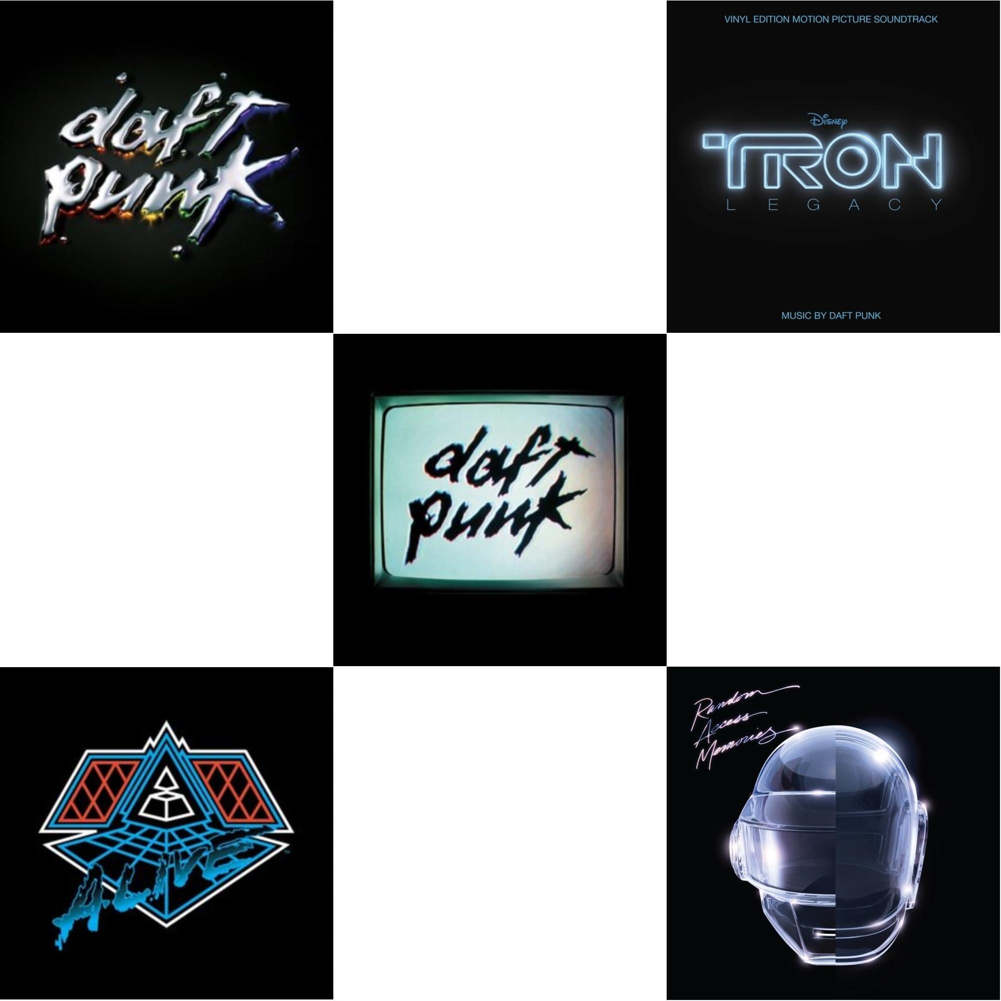 This is a 5 LP Vinyl SKU bundle.
1.This LP Vinyl is brand new.Format: LP VinylMusic Style: SoundtrackThis item's title is: Tron: Legacy Ost (2LP/180G)Artist: Daft PunkLabel: WALT DISNEY RECORDSBarcode: 050087239855Release Date: 8/21/2015
2.This LP Vinyl is brand new.