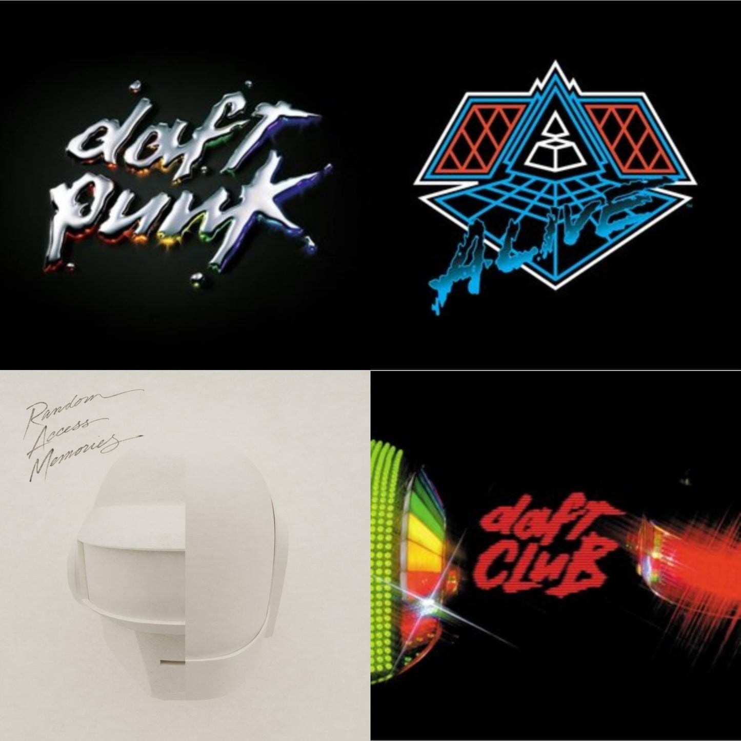 This is a 4 LP Vinyl SKU bundle.
1.This LP Vinyl is brand new.Format: LP VinylMusic Style: HouseThis item's title is: Daft Club (2LP)Artist: Daft PunkLabel: Rock/PopBarcode: 190296611865Release Date: 9/9/2022
2.This LP Vinyl is brand new.