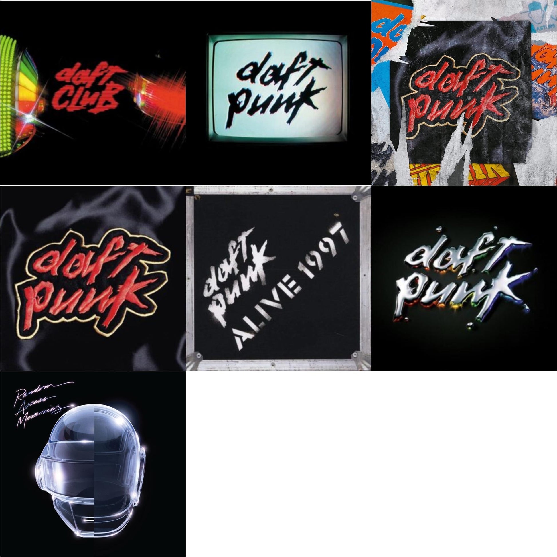 This is a 7 LP Vinyl SKU bundle.
1.This LP Vinyl is brand new.Format: LP VinylMusic Style: HouseThis item's title is: Daft Club (2LP)Artist: Daft PunkLabel: Rock/PopBarcode: 190296611865Release Date: 9/9/2022
2.This LP Vinyl is brand new.