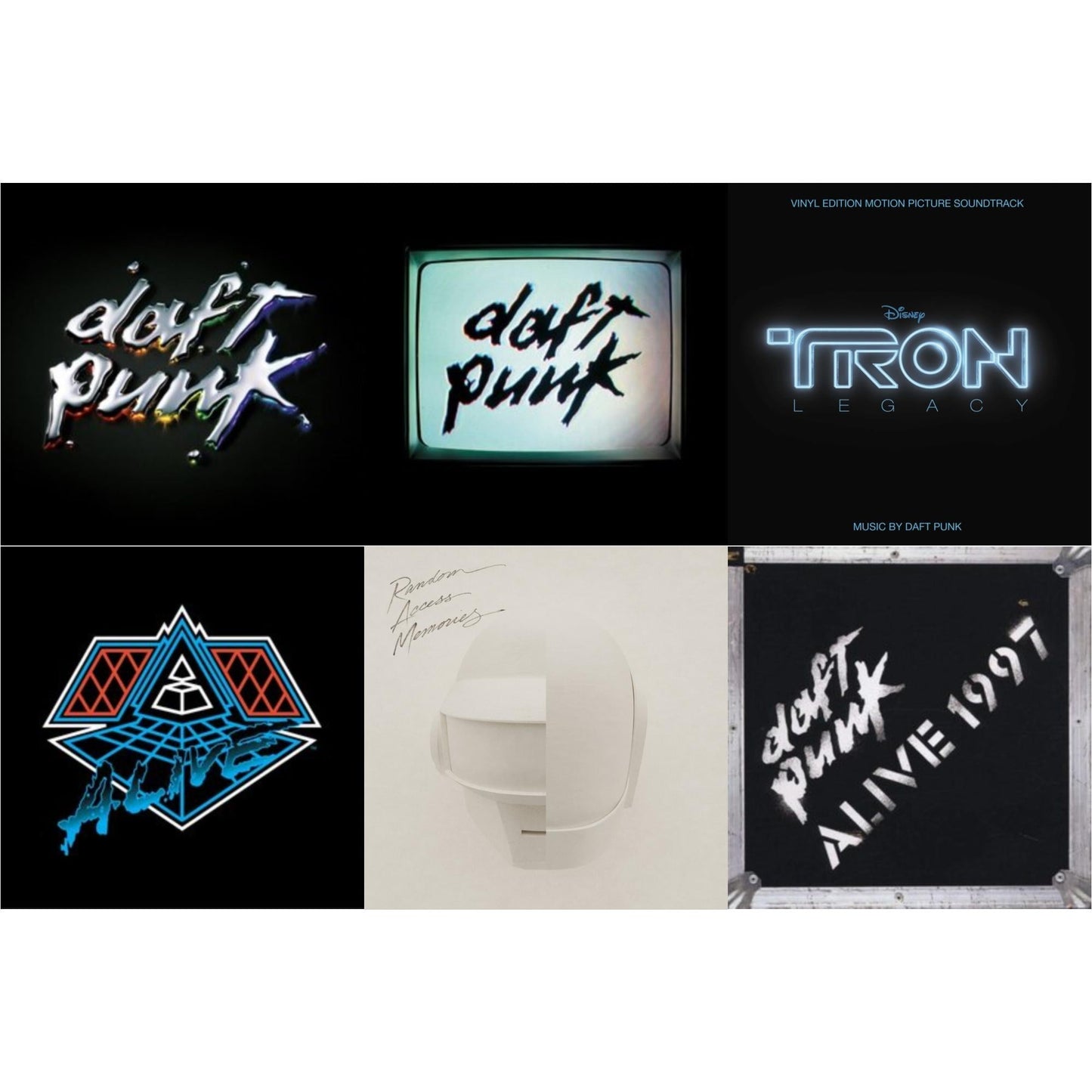 This is a 6 LP Vinyl SKU bundle.
1.This LP Vinyl is brand new.Format: LP VinylMusic Style: SoundtrackThis item's title is: Tron: Legacy Ost (2LP/180G)Artist: Daft PunkLabel: WALT DISNEY RECORDSBarcode: 050087239855Release Date: 8/21/2015
2.This LP Vinyl is brand new.