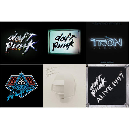 This is a 6 LP Vinyl SKU bundle.
1.This LP Vinyl is brand new.Format: LP VinylMusic Style: SoundtrackThis item's title is: Tron: Legacy Ost (2LP/180G)Artist: Daft PunkLabel: WALT DISNEY RECORDSBarcode: 050087239855Release Date: 8/21/2015
2.This LP Vinyl is brand new.