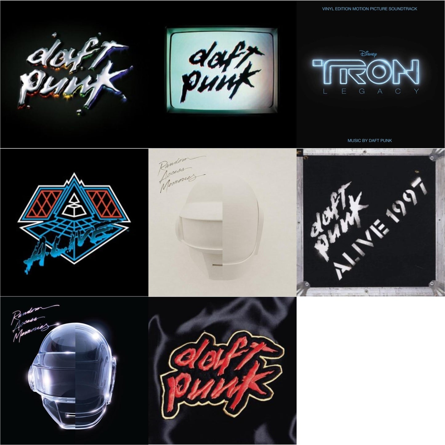 This is a 8 LP Vinyl SKU bundle.
1.This LP Vinyl is brand new.Format: LP VinylMusic Style: SoundtrackThis item's title is: Tron: Legacy Ost (2LP/180G)Artist: Daft PunkLabel: WALT DISNEY RECORDSBarcode: 050087239855Release Date: 8/21/2015
2.This LP Vinyl is brand new.