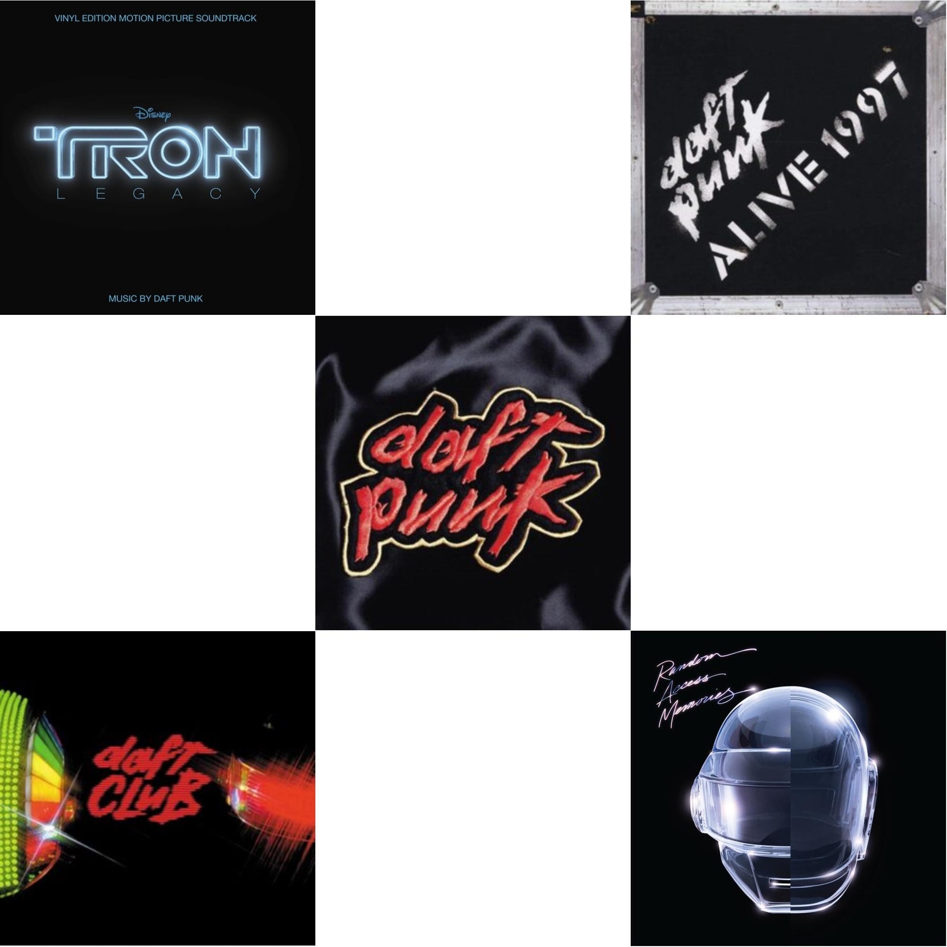 This is a 5 LP Vinyl SKU bundle.
1.This LP Vinyl is brand new.Format: LP VinylMusic Style: SoundtrackThis item's title is: Tron: Legacy Ost (2LP/180G)Artist: Daft PunkLabel: WALT DISNEY RECORDSBarcode: 050087239855Release Date: 8/21/2015
2.This LP Vinyl is brand new.